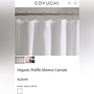 Coyuchi Waffle Texture Shower Curtain - Pure White